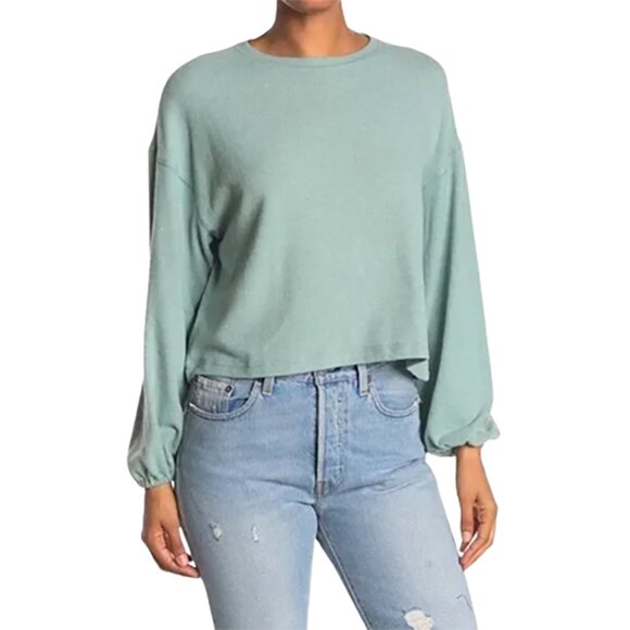 Elodie Brushed Knit Long Sleeve Sweater Top Mint Womens XL Crew Neck Casual NWT - Picture 1 of 6